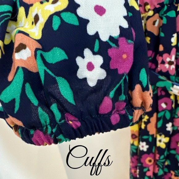 HAPTICS Feeling Bold Navy Floral Challis Woven Romper Long Sleeve Large - Picture 7 of 15